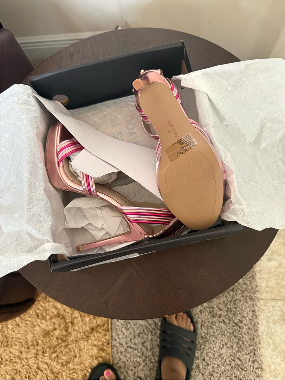 Metallic Pink Strappy High Heel Sandals - Women - Picture 3 of 9